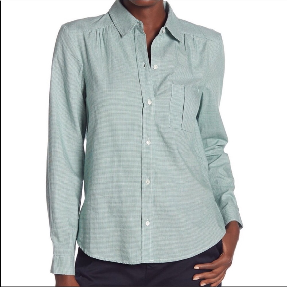 Joie Brenta Printed Shirt Green White Size Medium